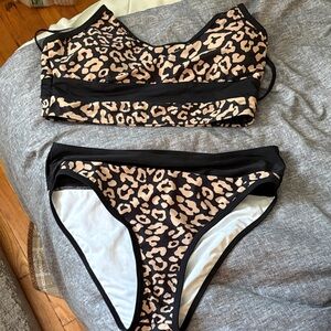 Leopard Print Women's Swim Set